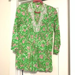 Lilly pulitzer Sarasota beaded tunic sunnyside size xs euc
